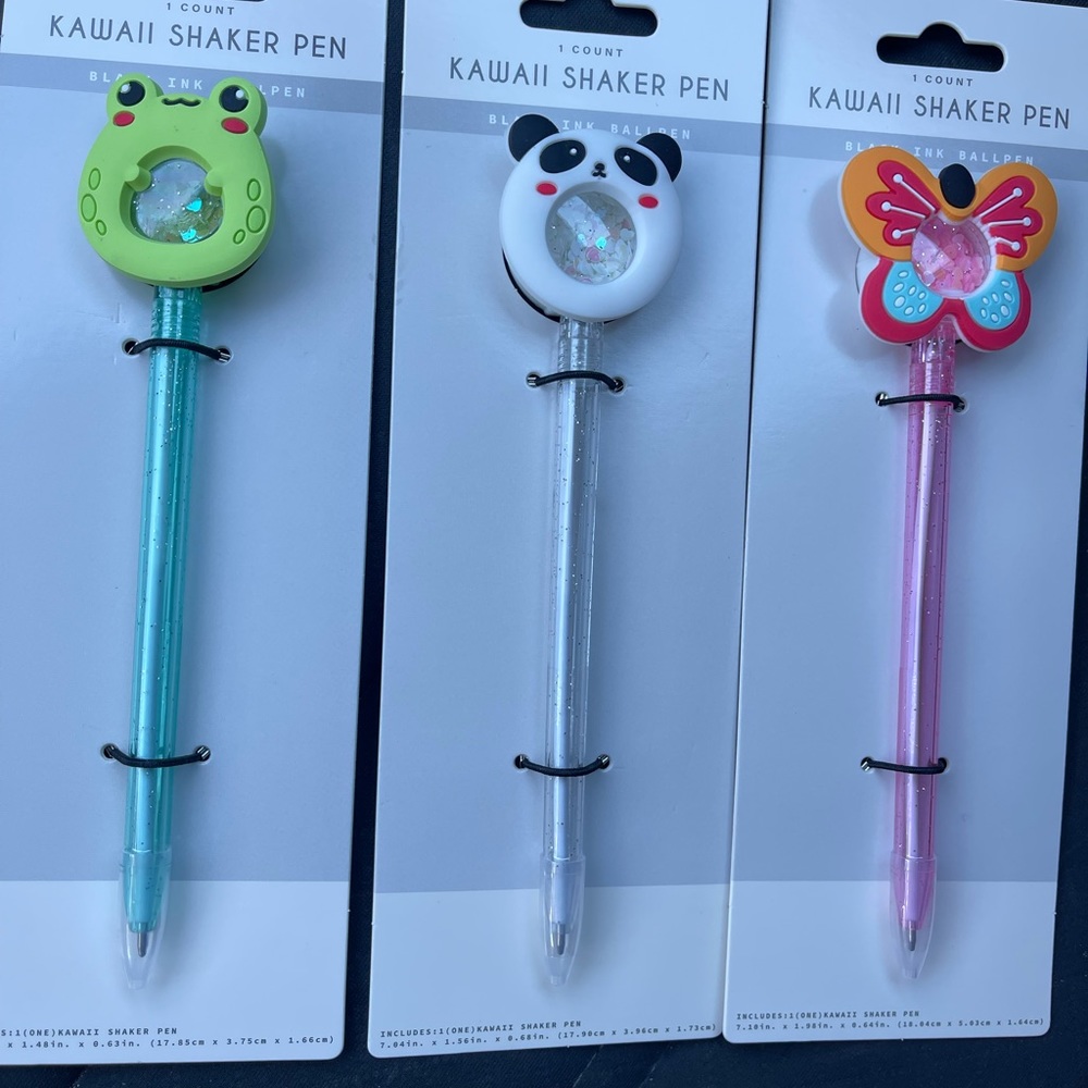 NEW FROG KAWAII shaker pen Panda Pen butterfly pen Lot Of 3